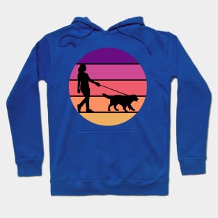 Woman Walking A Dog in Sunset Circle Hoodie